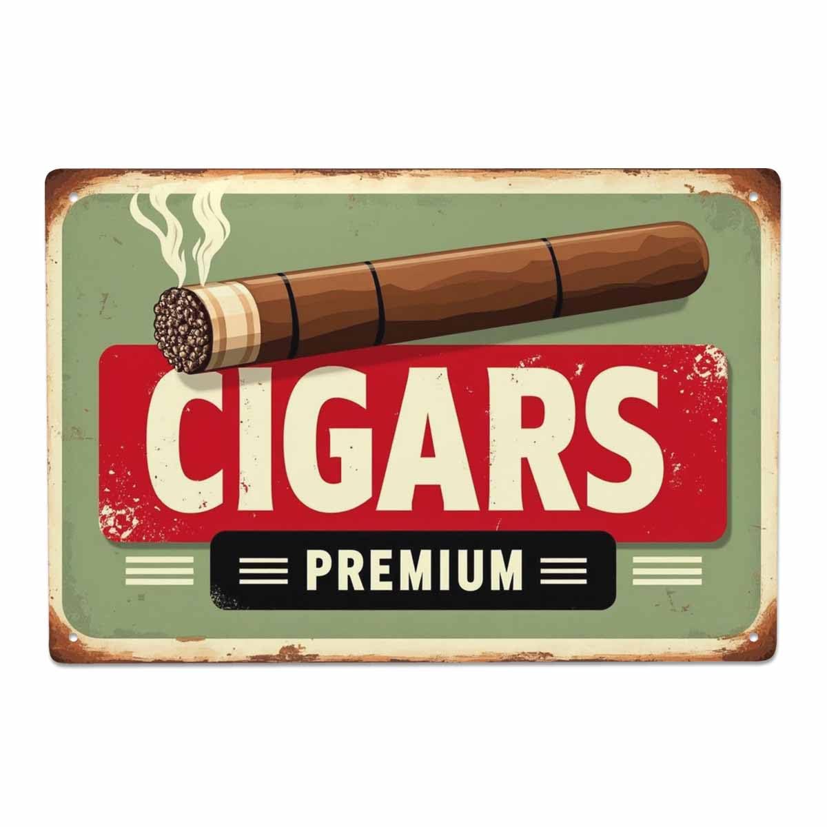 AOYEGO Cigars Shop Tin Sign, Vintage Metal Tin Signs for Cafes Bars Pubs Shop Wall Decorative Funny Retro Signs for Men Women 8x12 Inch