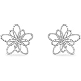 Boma Jewelry Sterling Silver Wire Flower Stud Earrings