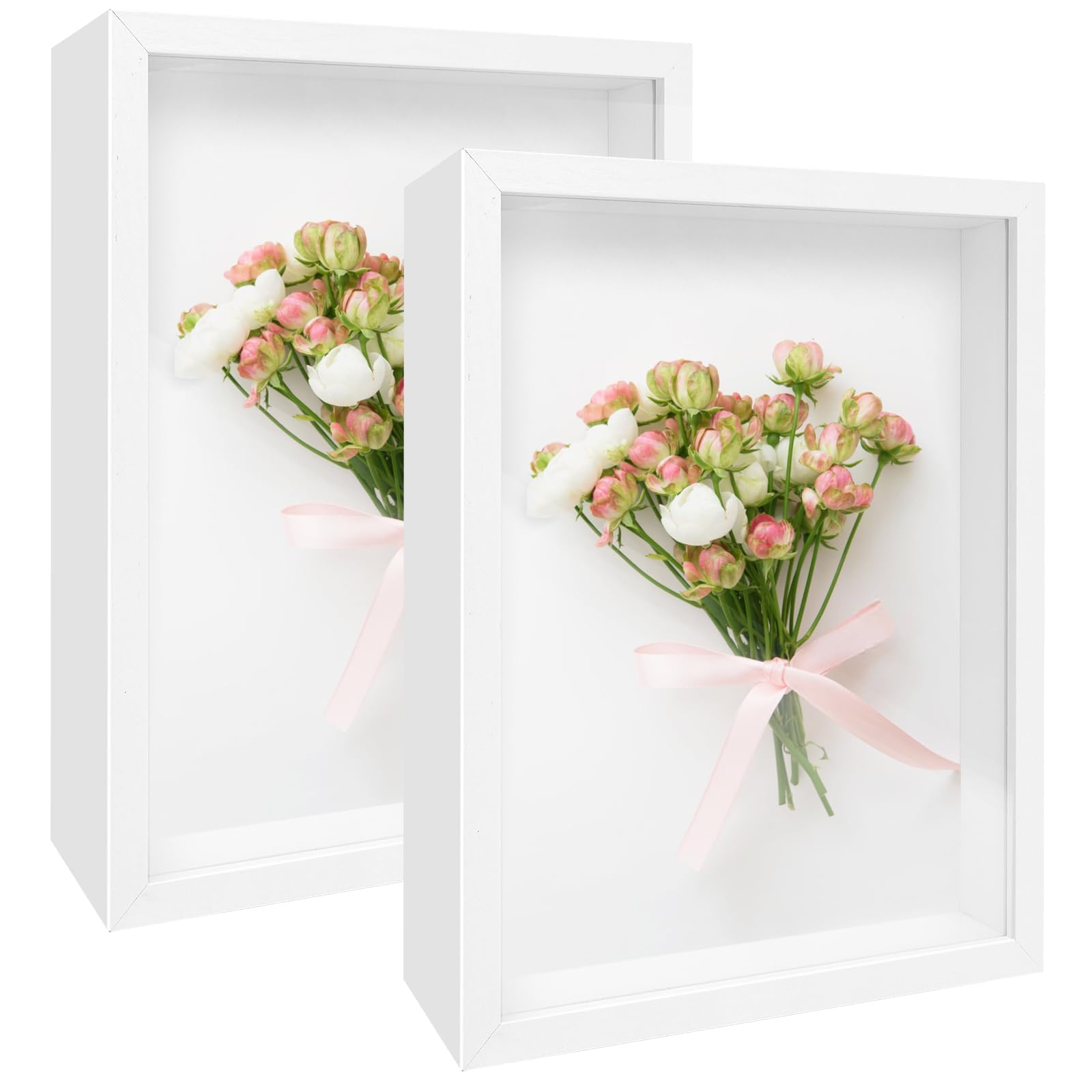 Photo 1 of **** ONLY ONE FRAME ***  Shadow Box Frame 11"x 14" Wood Deep Shadow Box Display Case, Dried Flowers, Photos, Handicrafts Picture Frame for Wall Hanging Tabletop (White, 11"x 14")