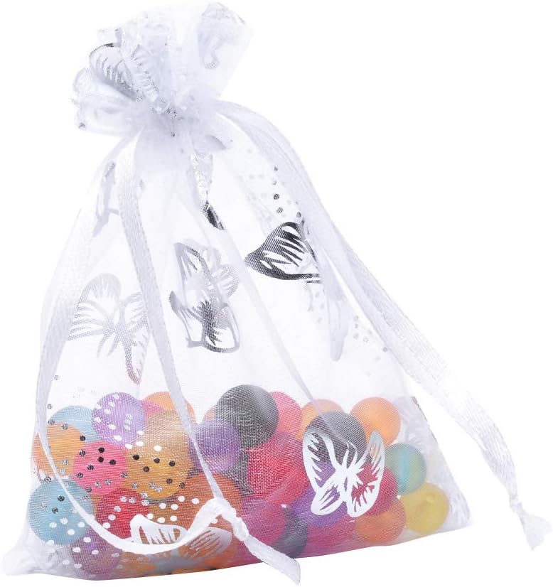 100 Pochettes à Bijoux En Organza 7x9 Cm - Sachets Cadeaux Avec Cœur Doré