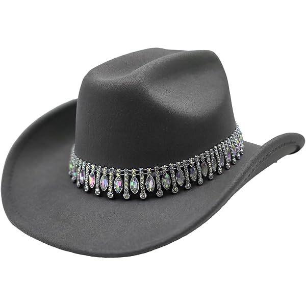 1523 Cowboy Hat For Women Men Bling Diamond Party Disco Cowgirl Hat Black Sparkly Rhinestone-Cowboy Hat for Women - Black-Glitter  main image 3
