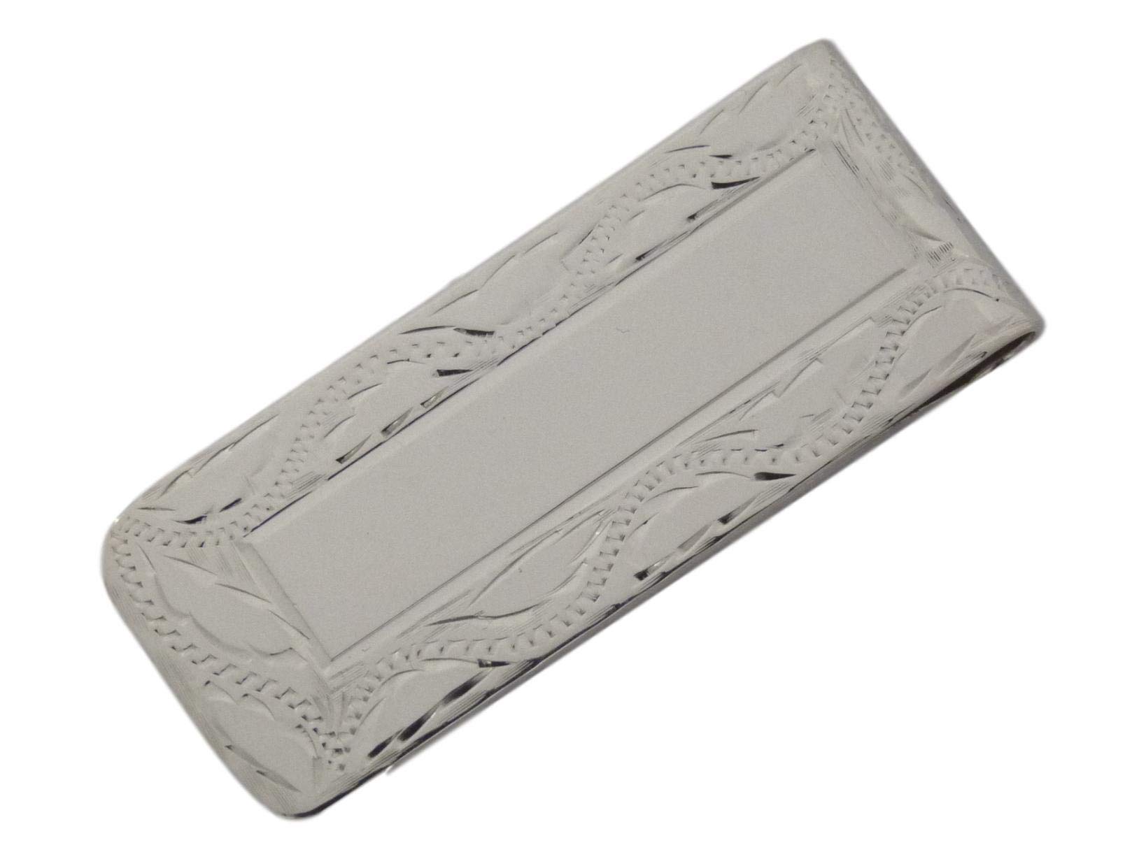 New - Sterling Silver Money Clip - Ornate Engraved - for Engraving - Boxed