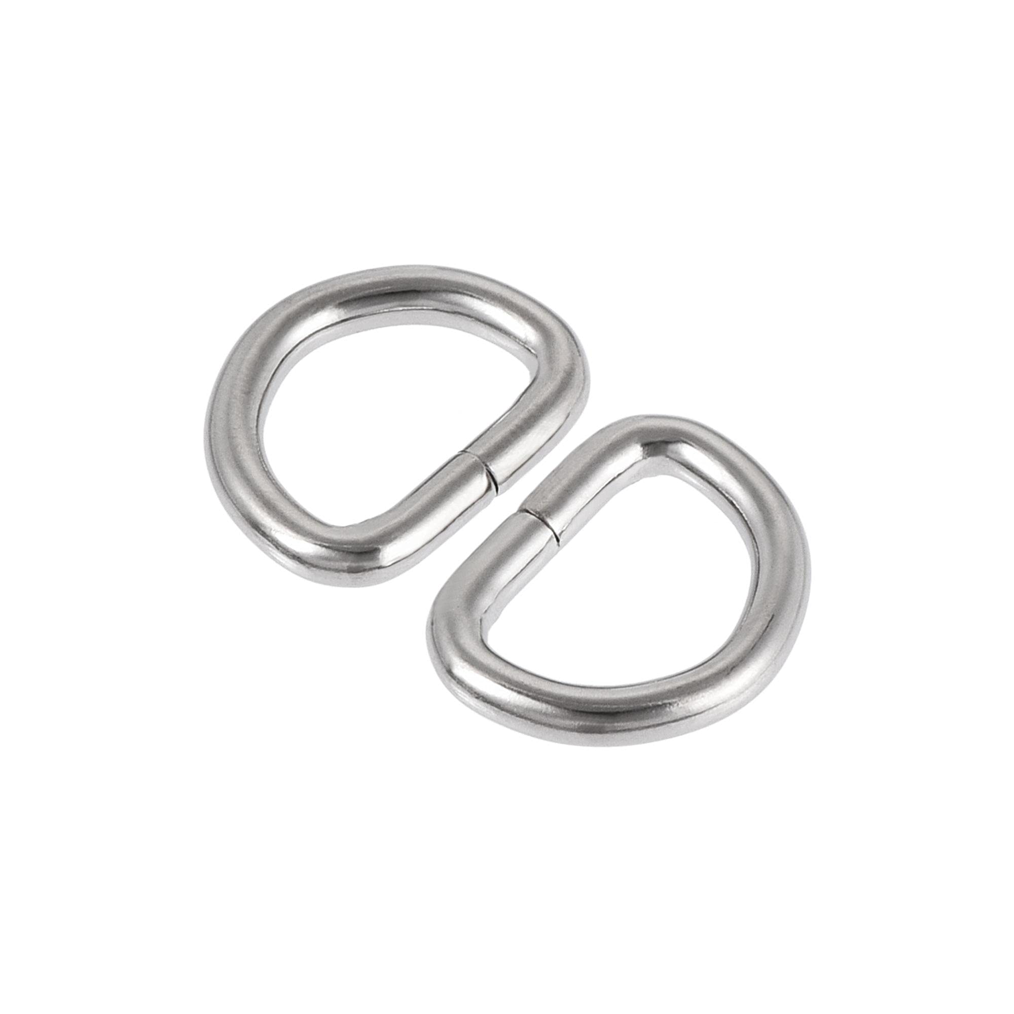 sourcing map Metal D Ring 0.51"(13mm) D-Rings Buckle for Hardware Bags Belts Craft DIY Accessories Silver Tone 100pcs