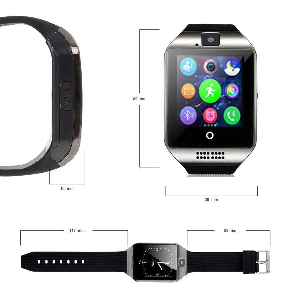 Smart Watch, KKCITE Bluetooth Smart Watch Unlocked Watch Cell Phone SIM 2G GSM with Camera, Support Sleep Monitor Push Message, Anti lost etc