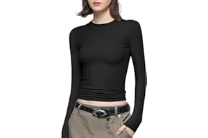 PUMIEY Women's Long Sleeve T Shirts Crew Neck Slim Fit Tops Sexy Basic Tee Smoke Cloud Pro Collection
