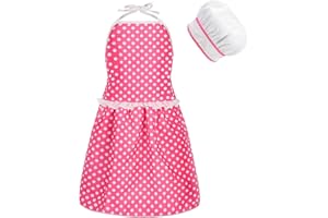 MEIDAYAI 2 Pcs Kid Apron and Chef Hat Set, Adjustable Red Chef Costume for Pretend Play, Cooking Baking Painting Gear for Toddlers Boys Girls, Birthday Gift Idea (Red)