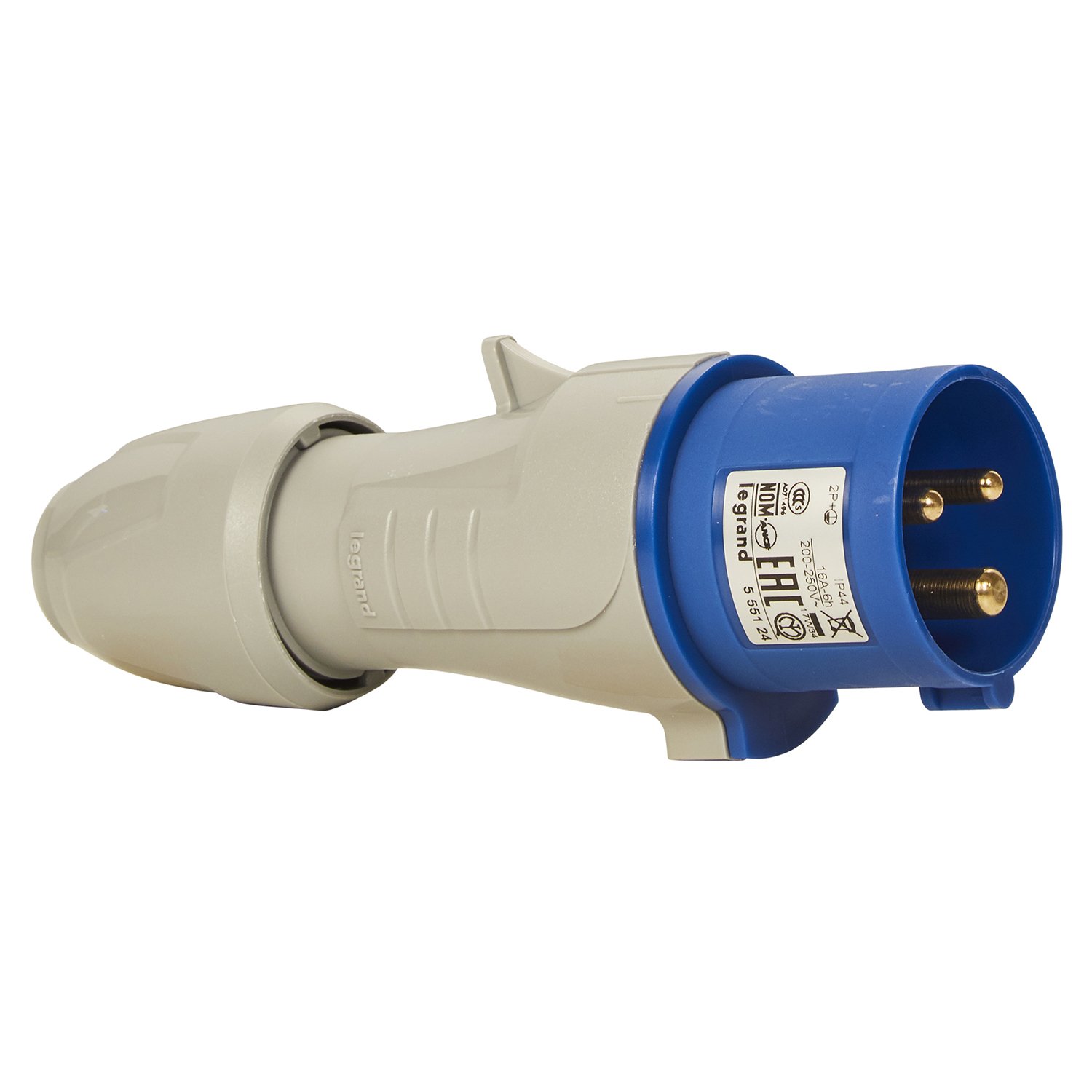 Legrand - 555124 - Straight Mobile Socket - P17 IP44 16A, 200V ~ 250V~, 2P+T