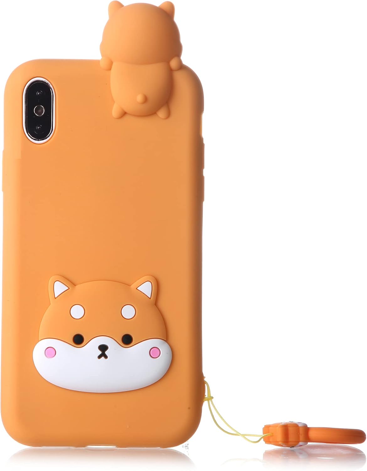 iPhone 7 Case, iPhone SE 2020 Yellow Case, Fashion Cute 3D Yellow Husky Dog Puppy Kids Boys Girls Teen Silicone Cases with Strap Soft Protective Case Cover Skin for Apple iPhone 7/8 iPhone SE(2020)