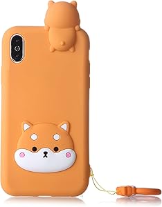 iPhone 7 Case, iPhone SE 2020 Yellow Case, Fashion Cute 3D Yellow Husky Dog Puppy Kids Boys Girls Teen Silicone Cases with Strap Soft Protective Case Cover Skin for Apple iPhone 7/8 iPhone SE(2020)