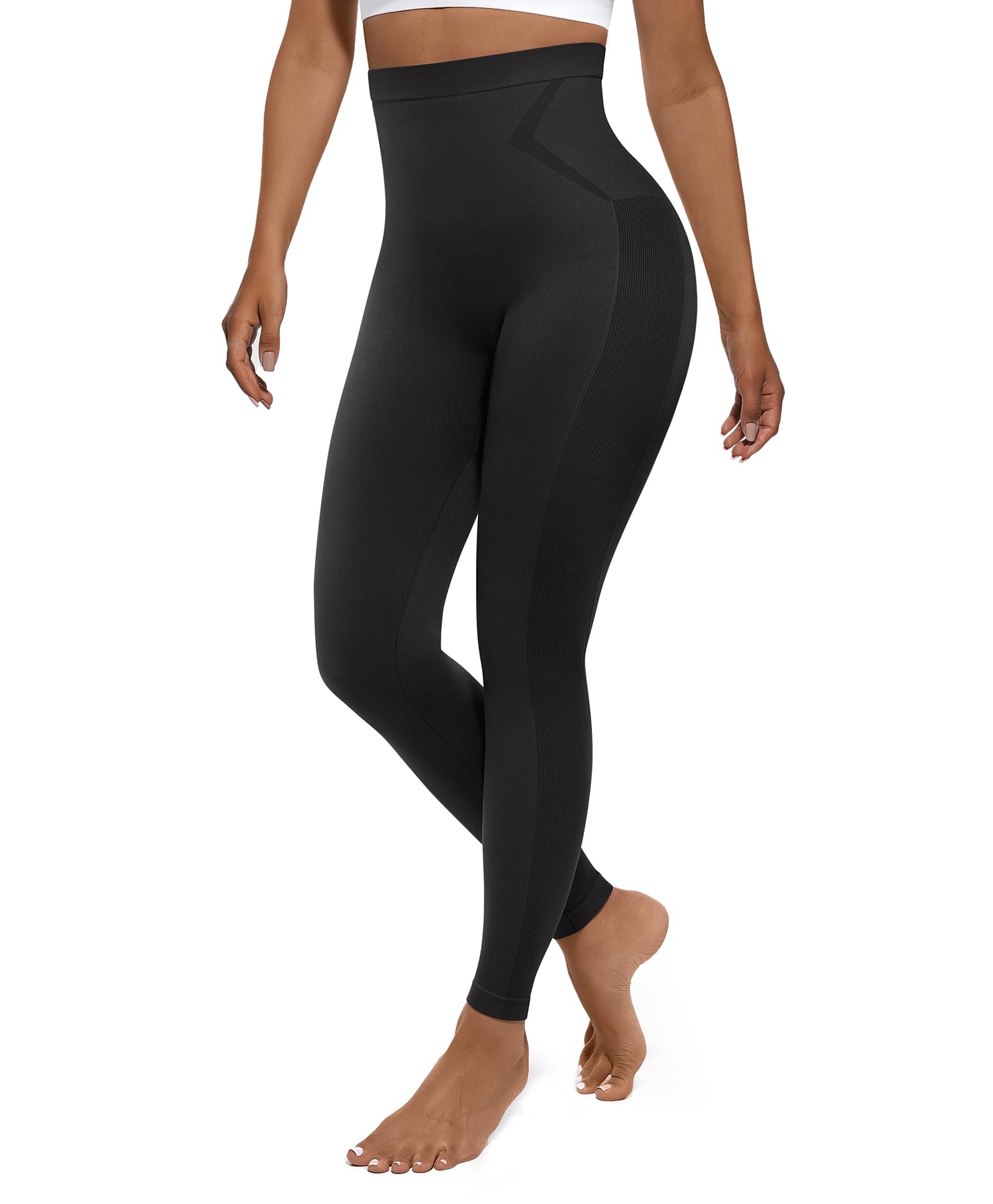 Photo 1 of **STYLE DIFFERS FROM STOCK PHOTO** FeelinGirl Seamless Leggings for Women Tummy Control High Waist Compression Shapewear Pants Black Leggings Women Black X-Large