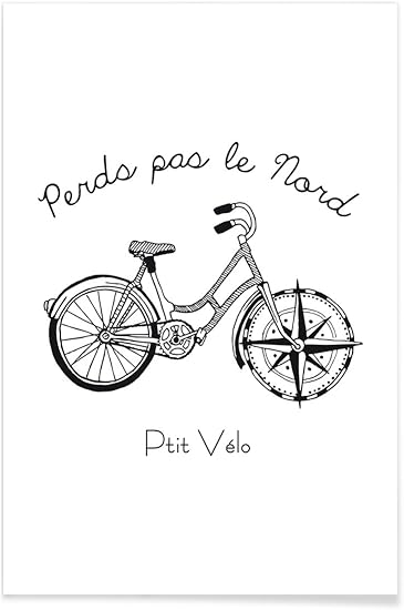 Juniqe Affiche 40x60cm Velos Noir Blanc Design Perds Par Le Nord Noir Format Portrait Poster Tirages D Art Tableaux Par Des Artistes Independants Cree Par P Tit Velo Amazon Fr