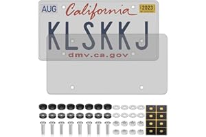 KLSKKJ 2 Pack License Plate Covers, Clear Flat License Plate Protector Unbreakable Plastic Shields Tag Holder Fits Standard US Plate with Screws Caps (Gray)