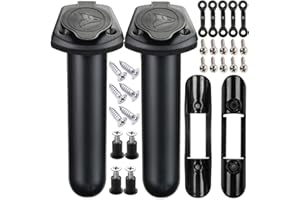 Borogo 2Pcs Kayak Fishing Rod Holder & 2Pcs Kayak Paddle Holder Clips(Including Screws) for Kayak, Fishing Boat, Canoe and Fishing Tackle Accessory Tool
