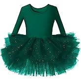 Toddler Girls Ballet Tutu Dresses Long Sleeve Sequin Tulle Ballerina Outfits Dance Leotards