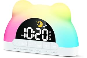 Kids Alarm Clock,Outetrails OK to Wake Alarm Clock for Kids, Sleep Training Clock for Toddlers with 11 Colors Night Light for