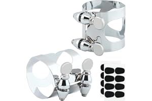 HOUSEEN Clarinet Ligature Set - 2Pcs Ligature & 16Pcs Cushion With Adjustable Screws for B Flat Mouthpiece - Woodwinds Instrument