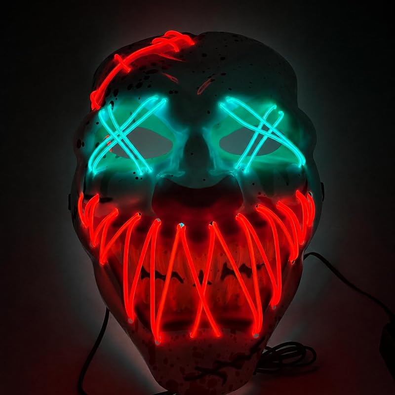 - Maschera da clown LED per Halloween, controllabile come per Purge, viso luminoso, per Halloween, carnevale e carnevale come costume per uomo e donna (scelta di colori) — foto 1 di 6
