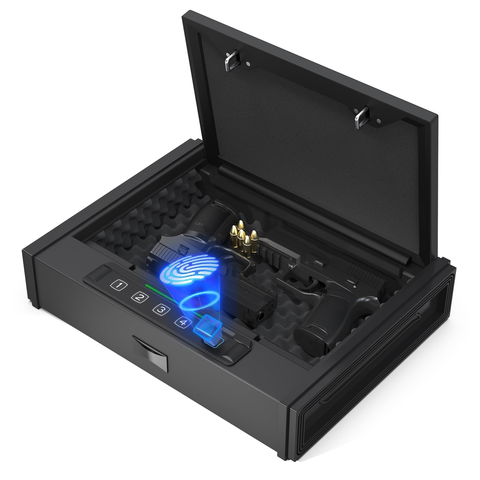 Photo 1 of [ 30% Larger capacity ]Gun Safe for Pistols, Biometric Handgun Safe box, Mounted Handgun Safe Quick Access Security Safe with Fingerprint Keypad Lock for Home nightstand
