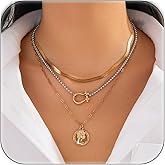 VIRAVENTO Layered Necklaces for Women Chunky Silver Necklace Coin Paperclip Stacked Necklace Trendy Statement Jewelry