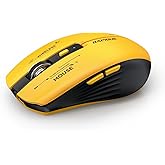 RAPIQUE Bluetooth Wireless Mouse - (BT1/BT2+USB Receiver) Tri-Device Compatibility for PC, Laptop, Computer, MacBook, Tablet (Black and Yellow)