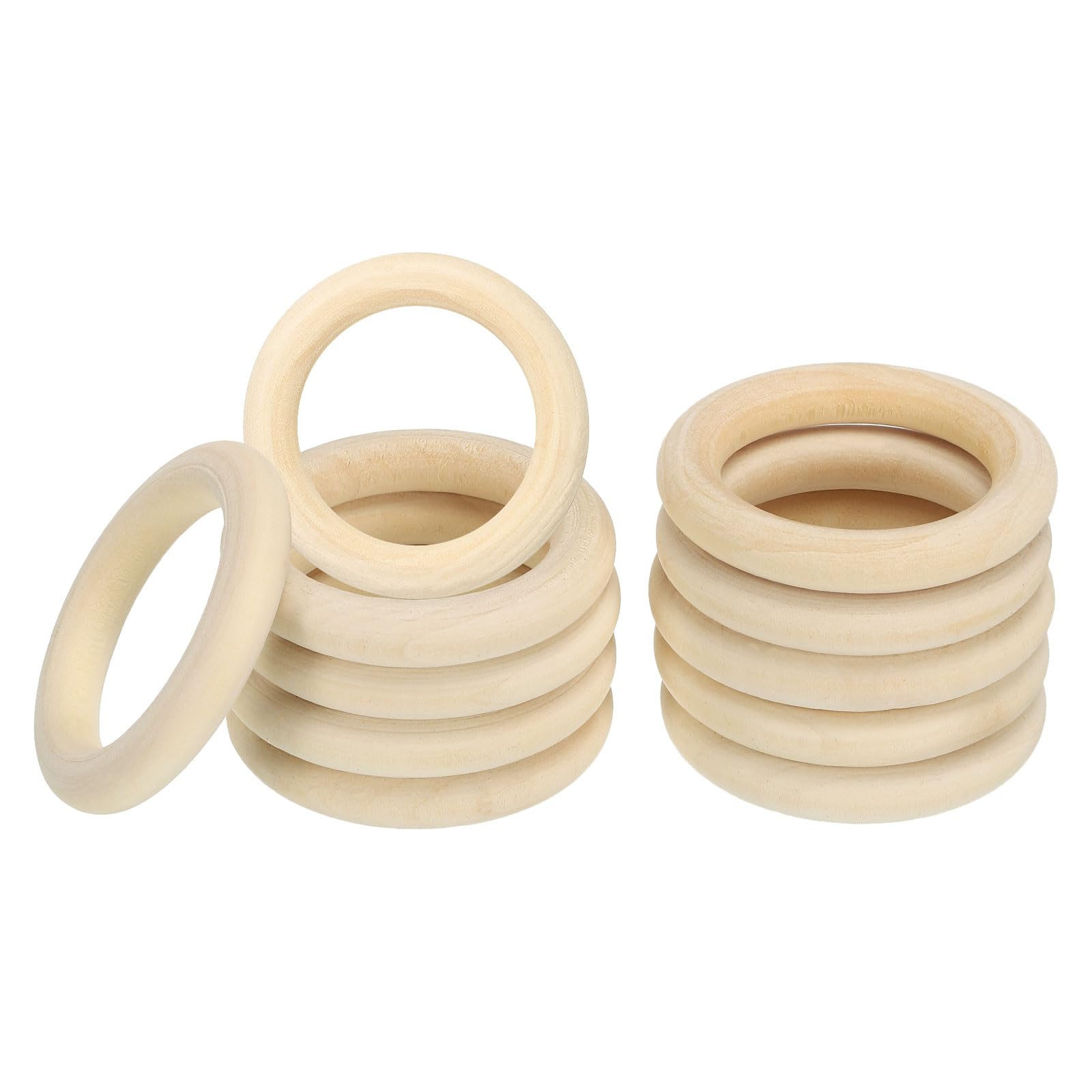 PATIKIL 50mm/2" Unfinished Wooden Rings, 20 Pack Natural Solid Wood Rings Circle for DIY Craft Ring Pendant Connectors, Wood Color