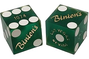 CYBER-DEALS Wide Selection of Authentic Las Vegas Casino Table-Played Craps Dice Pairs, Mixed Serial Numbers (Binion's - Green Frosted)