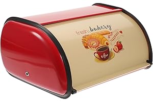 HOOWIFFY Red Large Bread Box for Kitchen Countertop – Stainless Steel French Bread Storage Bin with Lid