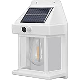 ZJchao Solar Tungsten Wall Light Motion Sensor Outdoor Exterior Lighting IP65 for Yard Garden Garage (White)