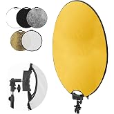 Alluneitter 32'' Reflector Photography with tilt Adapter for Studio Outdoor | 5in1 Light Reflector Two Grips, Collapsible with Bag High-End Coating Translucent, Silver, Gold, White and Black