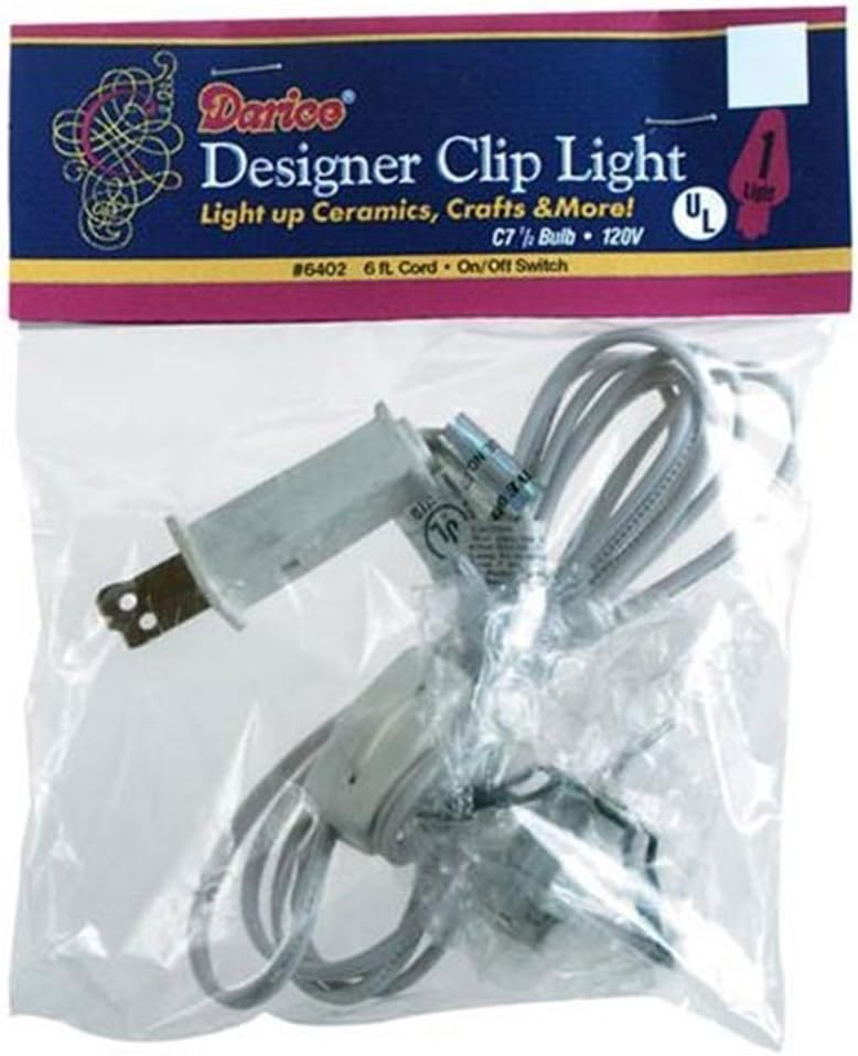 Darice 6402 Accessory Cord with 1 Light - White, 6 feet