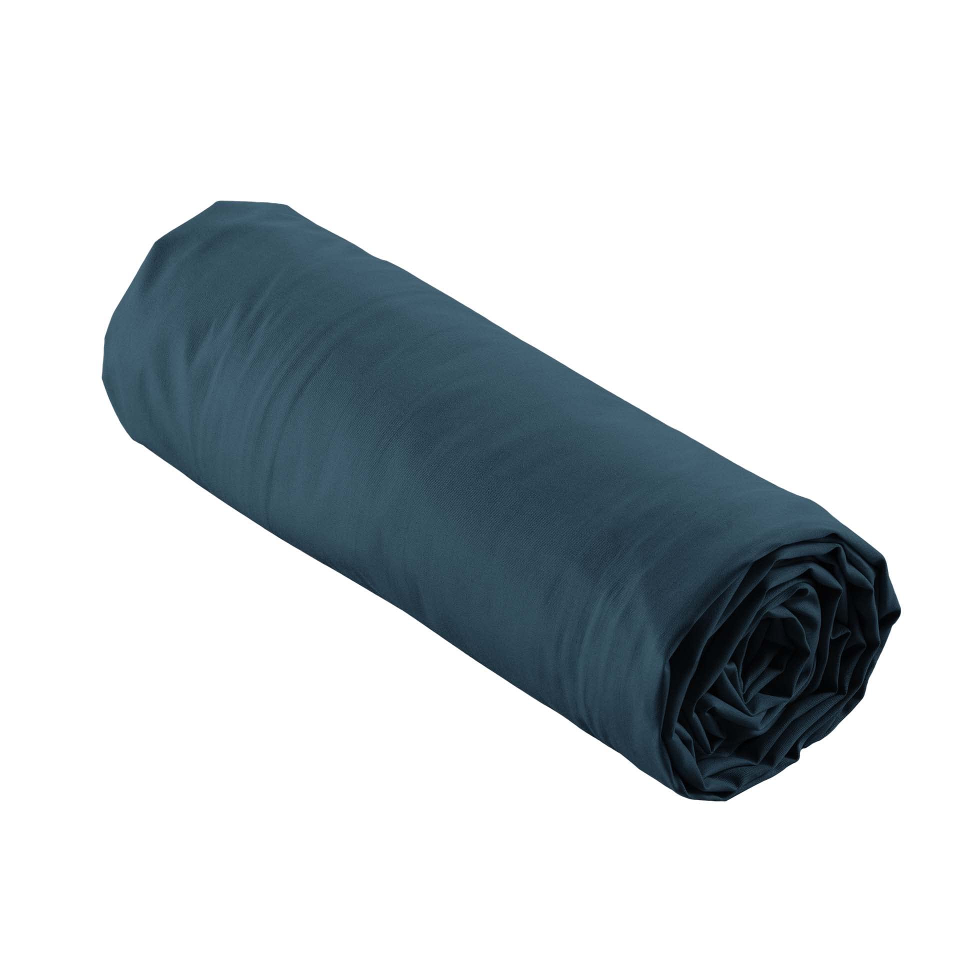 douceur d'intérieur, Percale Midnight Blue Cotton Percale Fitted Sheet 160 x 200 cm