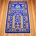 HUAHOO Islamic Prayer Rug Thick Muslim Pray Rug Islam Traditional Design Nylon Prayer Carpet with Non-Slip Latex Bottom for Kids Man Women Prayer Room (Style1, Blue)