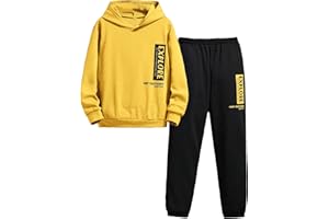 SOLY HUX Boy's 2 Piece Outfit Color Block Drop Shoulder Hoodie Pullover Sweatshirt and Jogger Sweatpants
