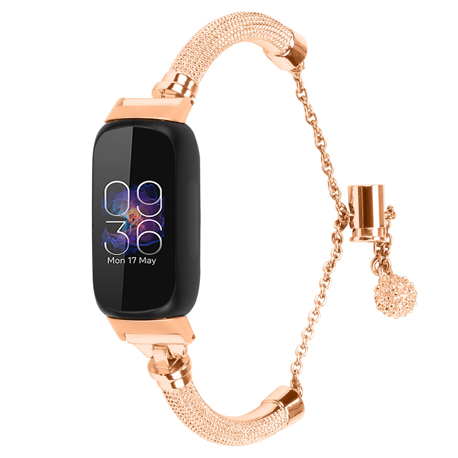 Gimuk Straps Compatible with Fitbit Inspire 2/Inspire HR/Ace 2 - Stainless Steel Metal Adjustable Replacement Wristband Strap Bracelet (Rose Gold)