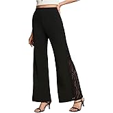 GORGLITTER Women's Lace Bell Bottoms High Waisted Flare Flared Dress Pants Business Casual Office Work Trousers