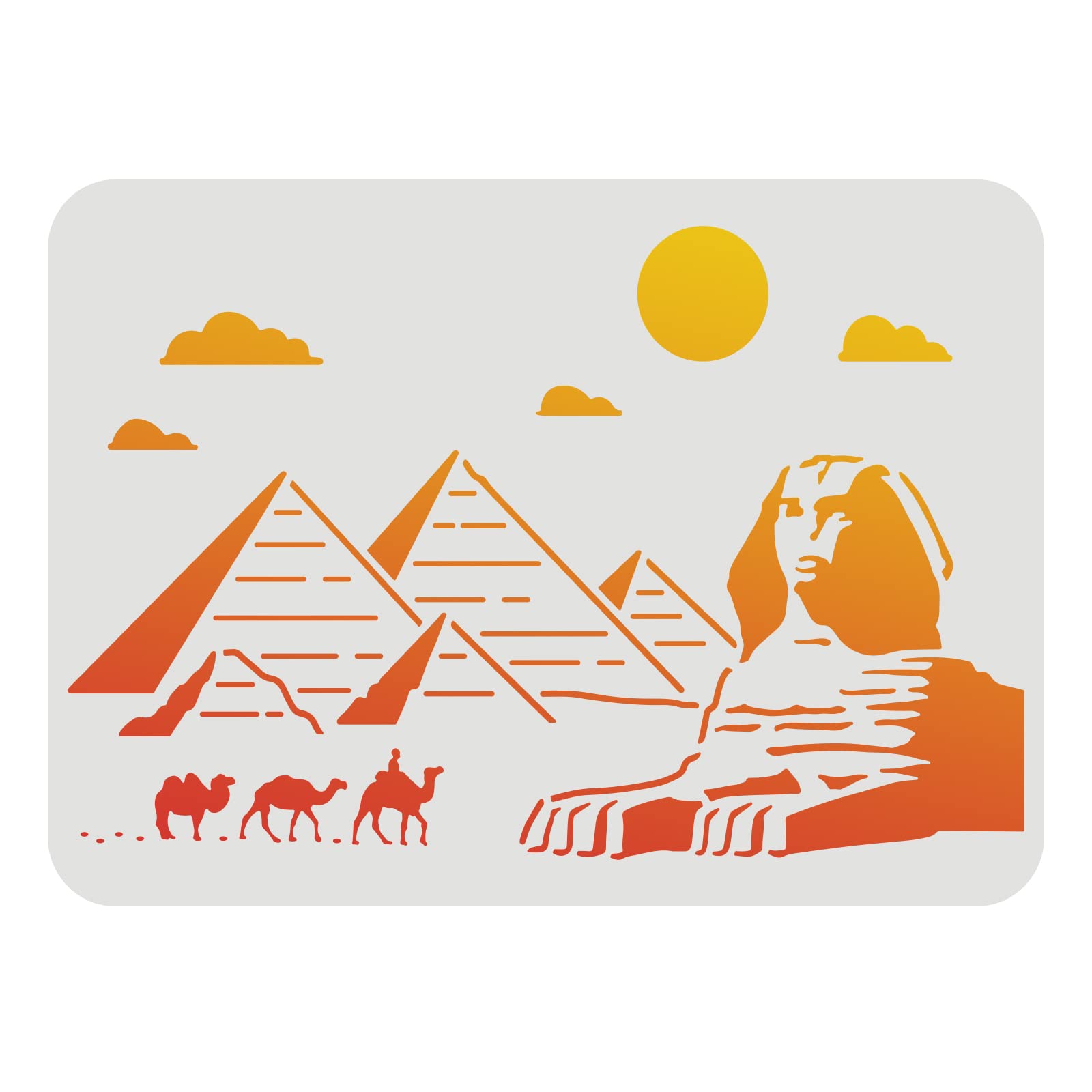 FINGERINSPIRE Egyptian Pyramids 29.7x21cm Plastic Stencils - Camel, Sphinx, Cloud Sun Pattern for Wall, Floor, Wood & Tile — image 1