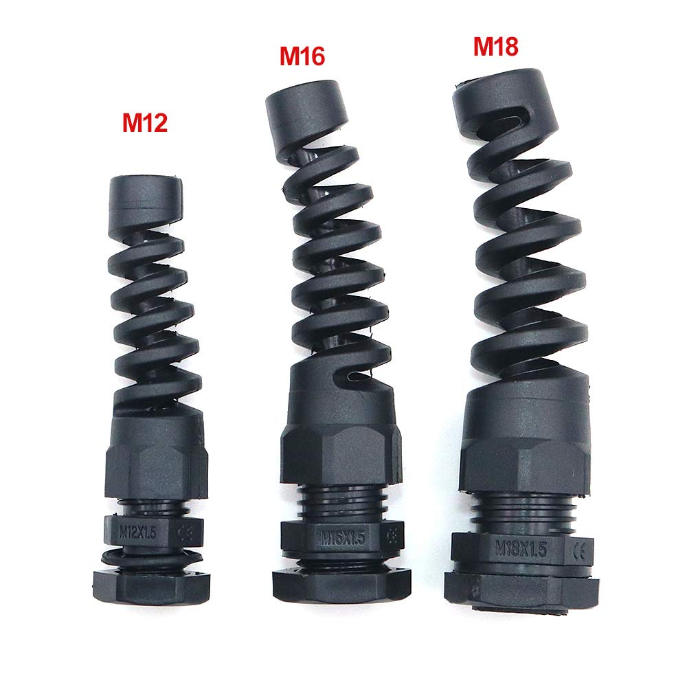 Namvo20 Pieces Waterproof M16 Cable Connectors Spiral Strain Relief Protector - Black - Image 3