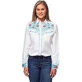 Rodeo Clothing Women’s Western Casual Button Down Shirt, Embroidered Cowgirl Country Outfit Shirts for Women