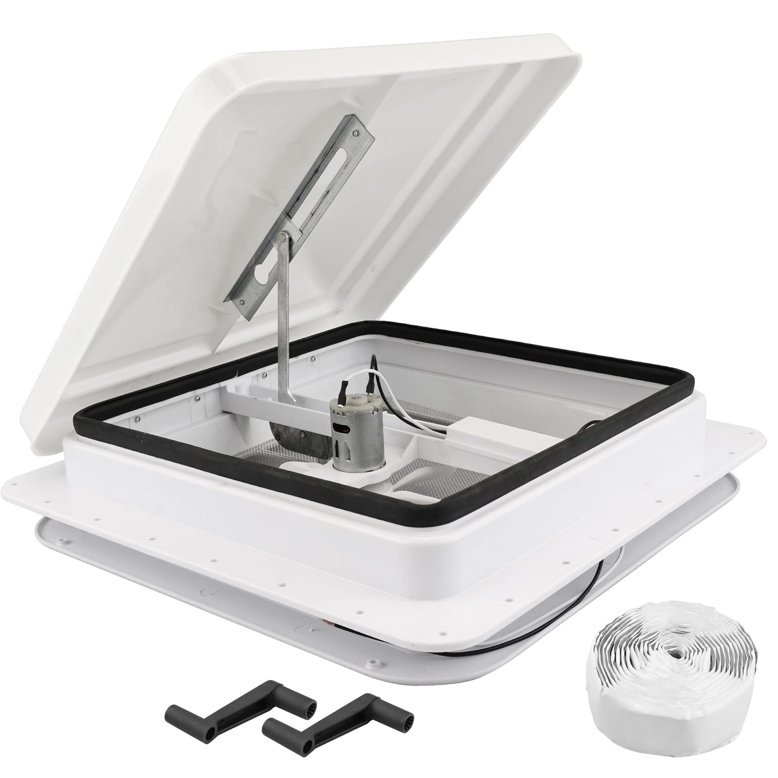 Photo 1 of RVMATE 14" RV Roof Vent Fan for RV/Camper/Trailer, RV Roof Vent White with 12V RV Vent Fan 6" Blades