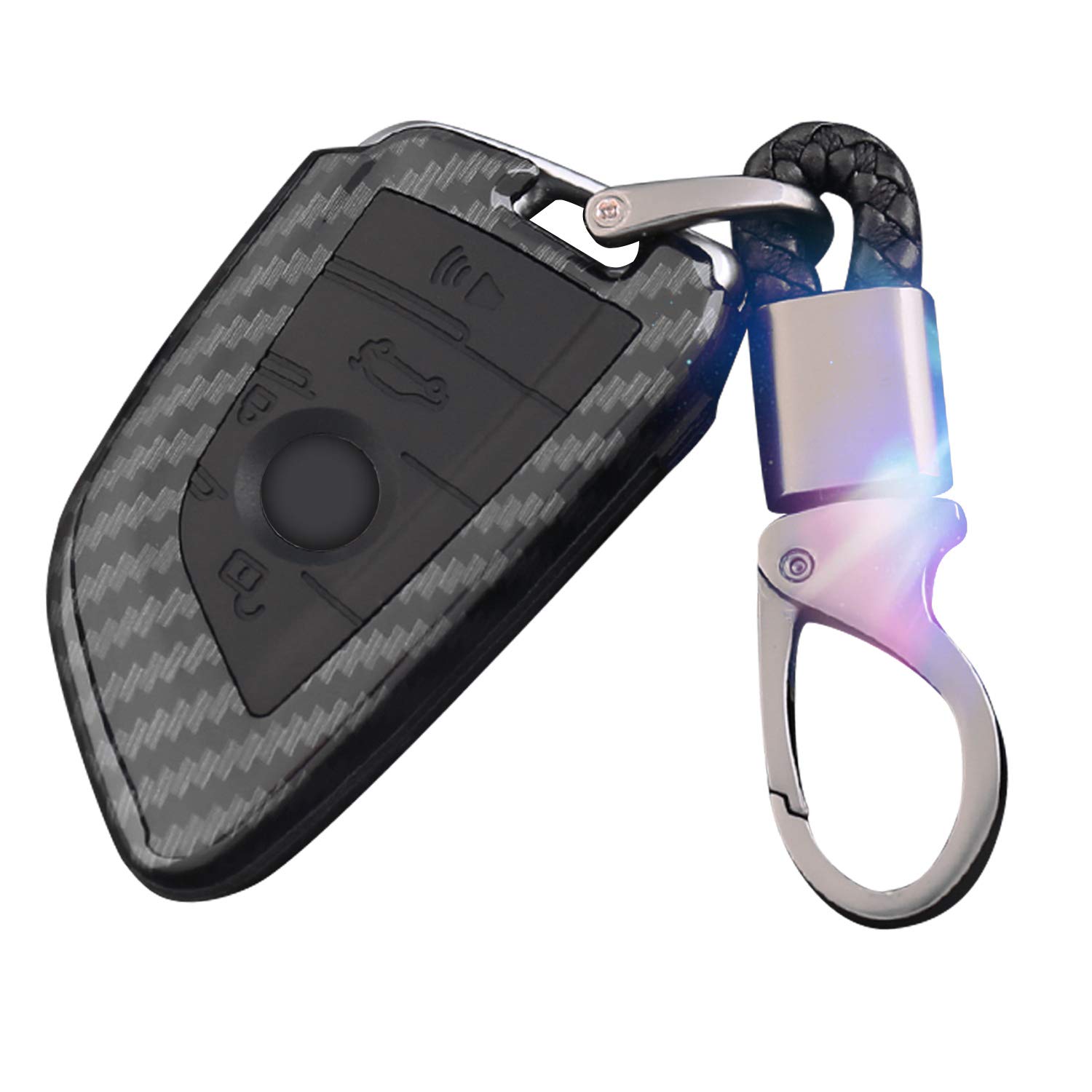 WinPower Car Key Case Keychain Protector for Keyless Entry Car Key Bag Cover with 4 Buttons ABS Shell+Silicone, for 1/2/5/7/X Series,etc.