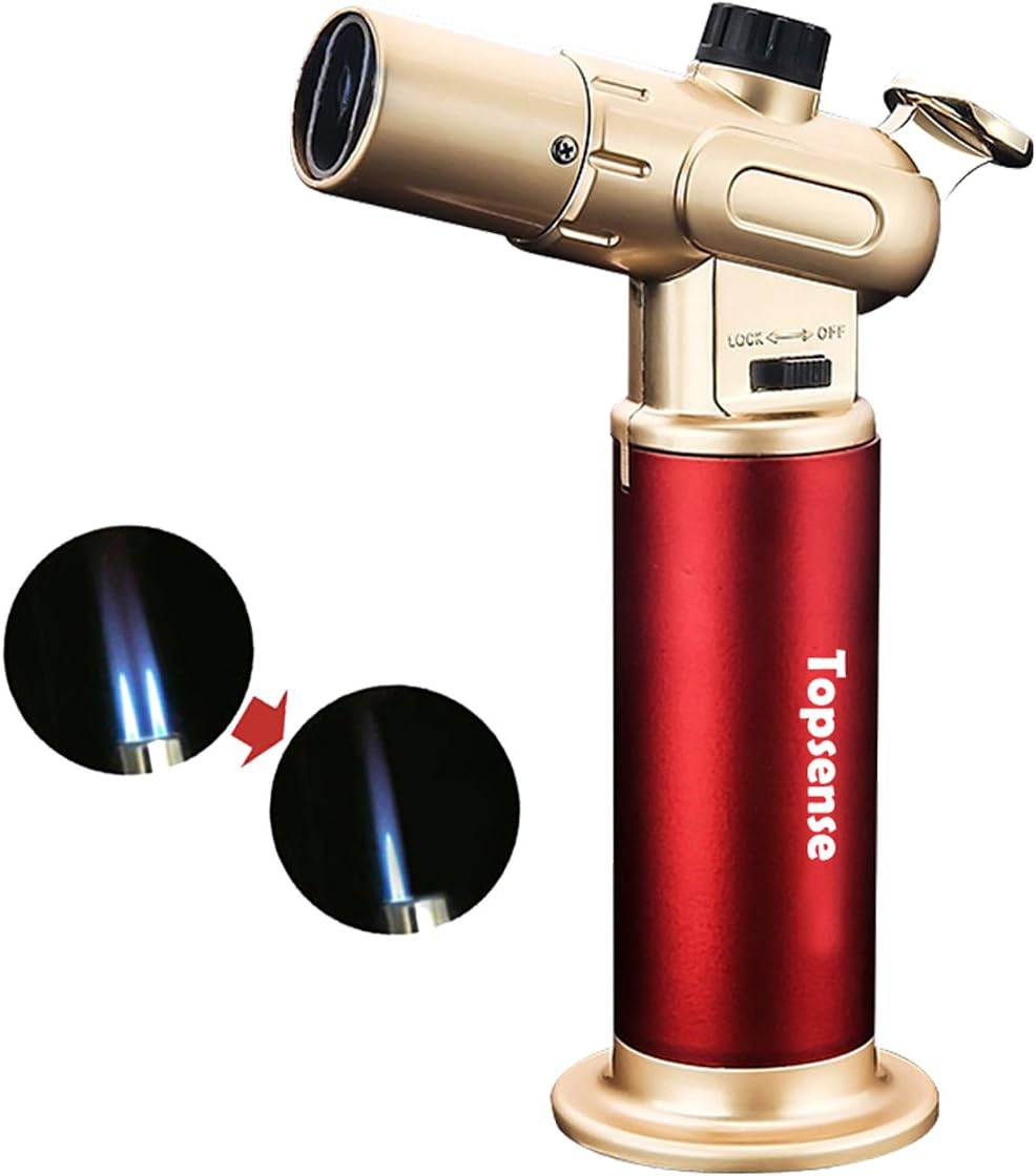 Gadgets for Kitchen Blow Torch Lighter Kitchen Butane Culinary Torch Chef Cooking Torch Refillable Adjustable Flame Single/Double Jet Flame Switchable Lighter with Safety Lock for DIY, Creme, Brulee, BBQ and Baking.