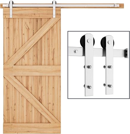 Smartstandard 6 6ft Nickel Brushed Heavy Duty Sliding Barn Door