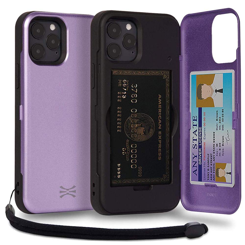 TORU CX PRO for iPhone 12 Pro/iPhone 12 Case Wallet | Protective Shockproof Heavy Duty Cover with Hidden Card Holder & Card Slot | Mirror & Wrist Strap Included - Purple — image 1