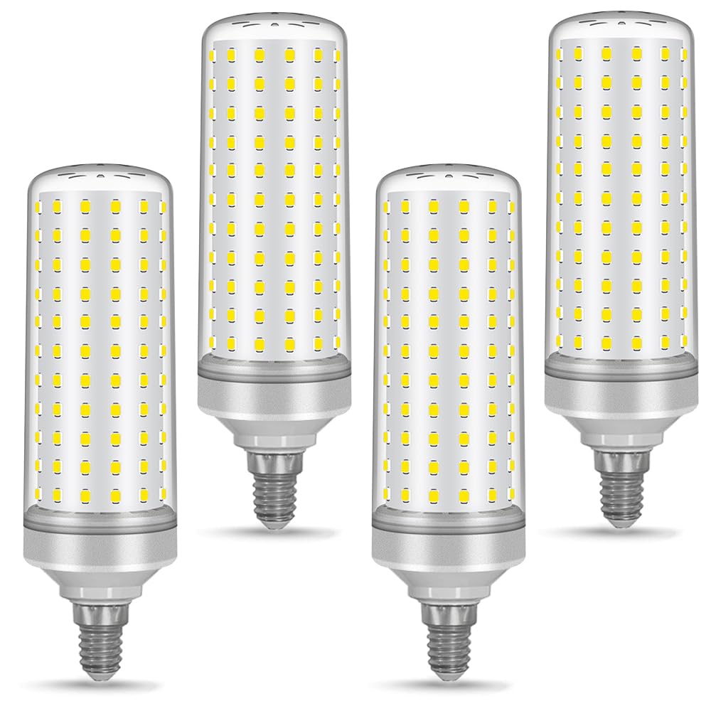 YELANGU E14 LED Corn Light Bulbs,40W Natural Light 4000K, Equivalent to 400W E14 Halogen Bulbs,AC 85-265V, 360° Beam Angle,Small Edison Screw SES LED Corn Lamp, Not Dimmable, Pack of 4