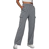 AUTOMET Womens Cargo Sweatpants Baggy Fleece High Waisted Joggers Sweat Pants Athletic Pants