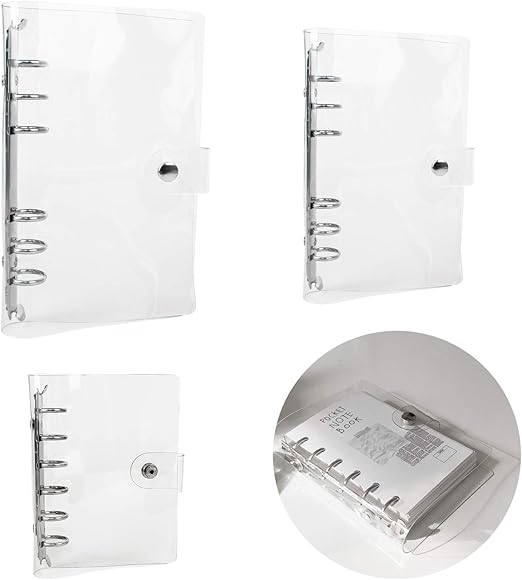 3 Pieces Notebook Ring Binder, Clear Notebook Binder PVC Binder Planner