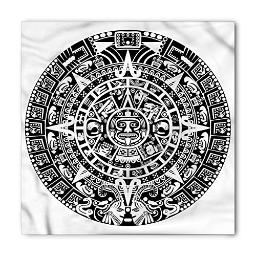 Lunarable Aztec Bandana, Ancient Culture Round Motif, Unisex Head and Neck Tie