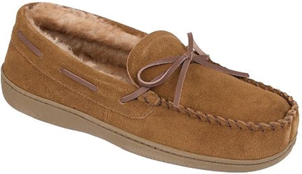 Chaps Mens Suede Moccasin Slippers (Large 9.510.5, Cinnamon) Amazon