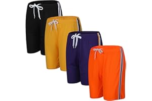 SHOULDIN 4-Pack Boys/Toddler Athletic Shorts Youth Basketball Shorts Mesh Quick Dry Kids Shorts Moisture Wicking Shorts（2-14Years）