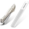 MR.GREEN Slanted Edge Nail Cutting Clippers Cuticle Nippers Tool Stainless Steel Dead Skin Oblique Tip Trimmer Manicure Scissors (Mr-1127+Glass File)